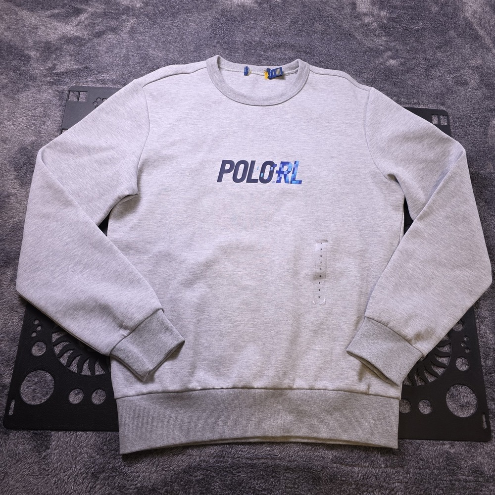 Polo Ralph Lauren RL Digital Camo Logo Sweatshirt Men S Gray Double Knit Sweater